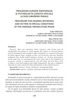 Procedura audierii martorilor şi victimelor în condiții speciale la faza urmăririi penale
